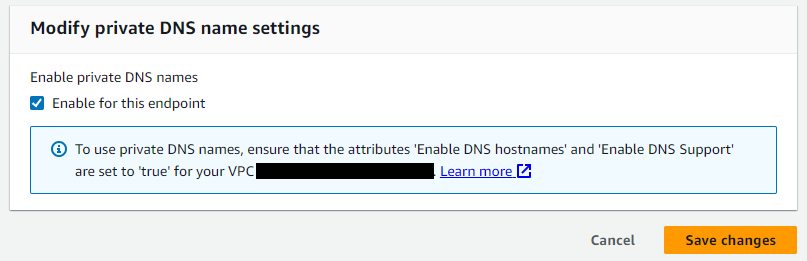 Enable Changes for the endpoint