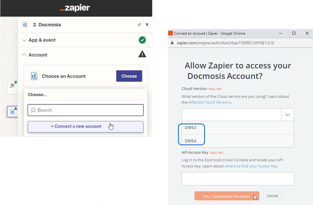 How to connect Docmosis to zapier