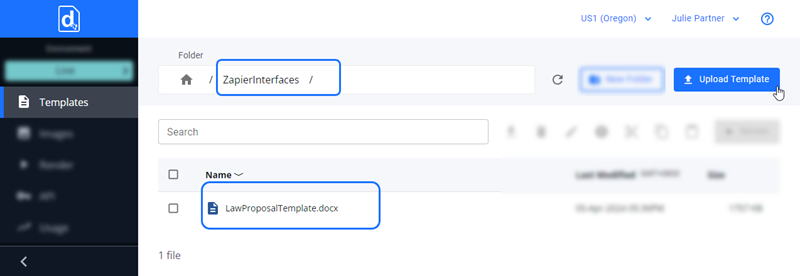 Upload Template in Docmosis