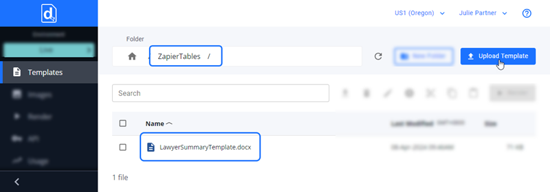 Upload Template in Docmosis