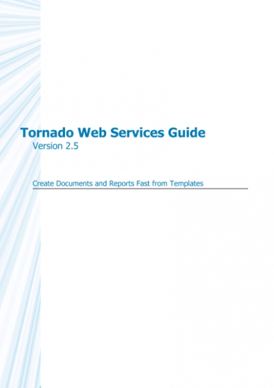 Tornado (v2.5) - Web Services Guide