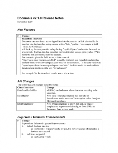Docmosis-Java (v2.1) - Release Notes