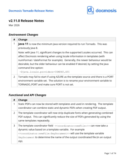 Tornado (v2.11.0) - Release Notes