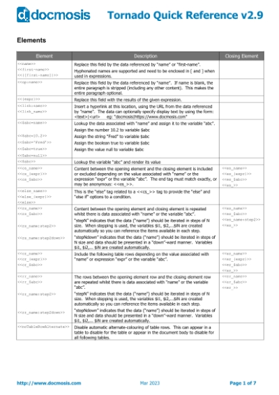 Tornado (v2.9.6) - Quick Reference
